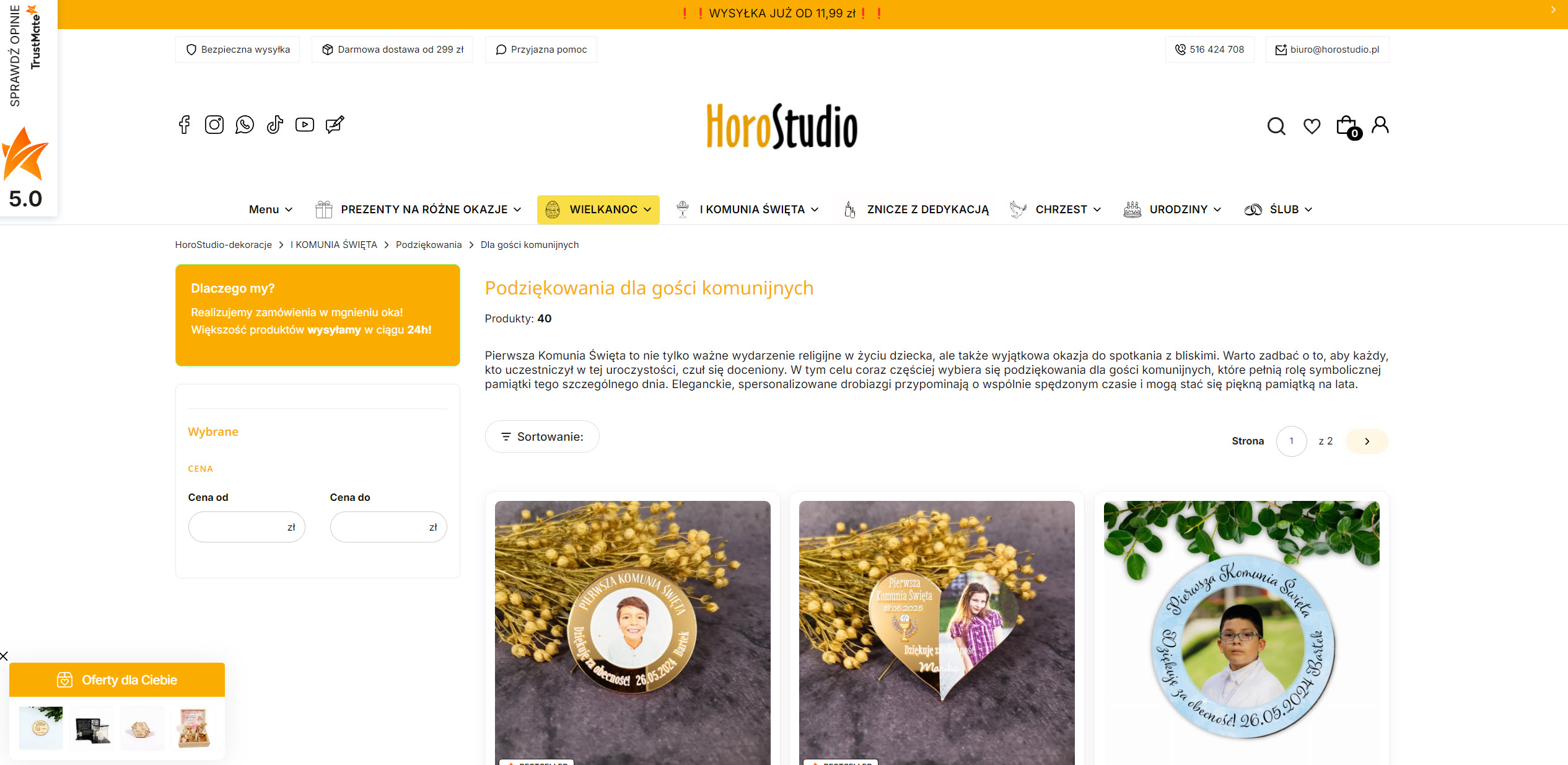 Magnes ze zdjęciem jako podziękowanie dla gości komunijnych