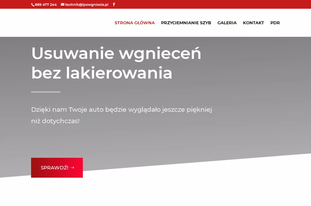 Zrzut ekranu strony Usuwanie wgnieceń - ipowgniocie.pl