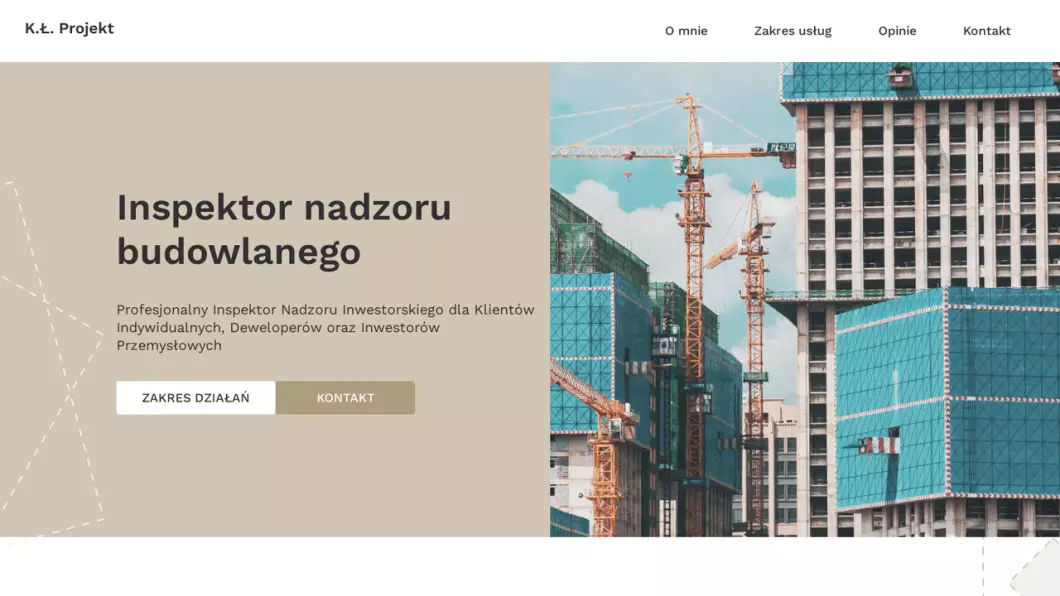 Zrzut ekranu strony Inspektor nadzoru budowlanego Poznań K.Ł. PROJEKT