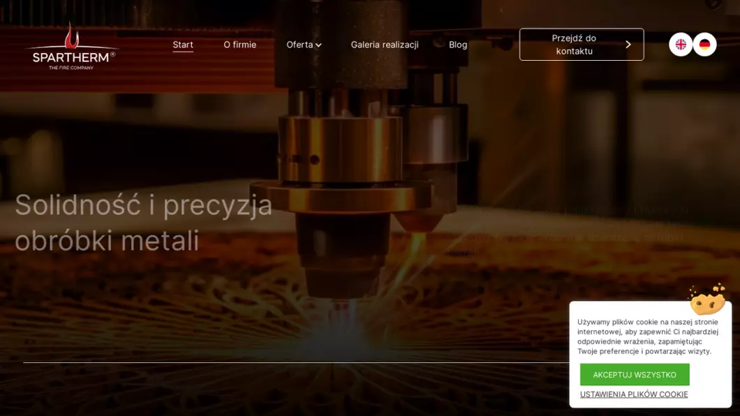 Zrzut ekranu strony Obróbka metali Spartherm
