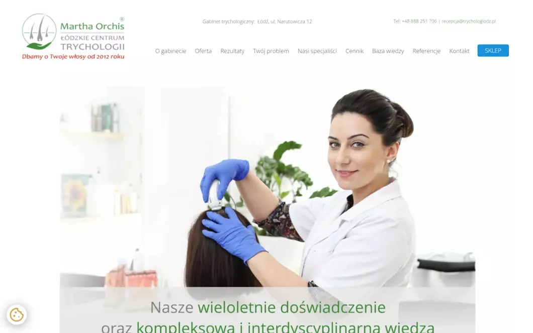 Zrzut ekranu strony Trycholog Łódź | Martha Orchis