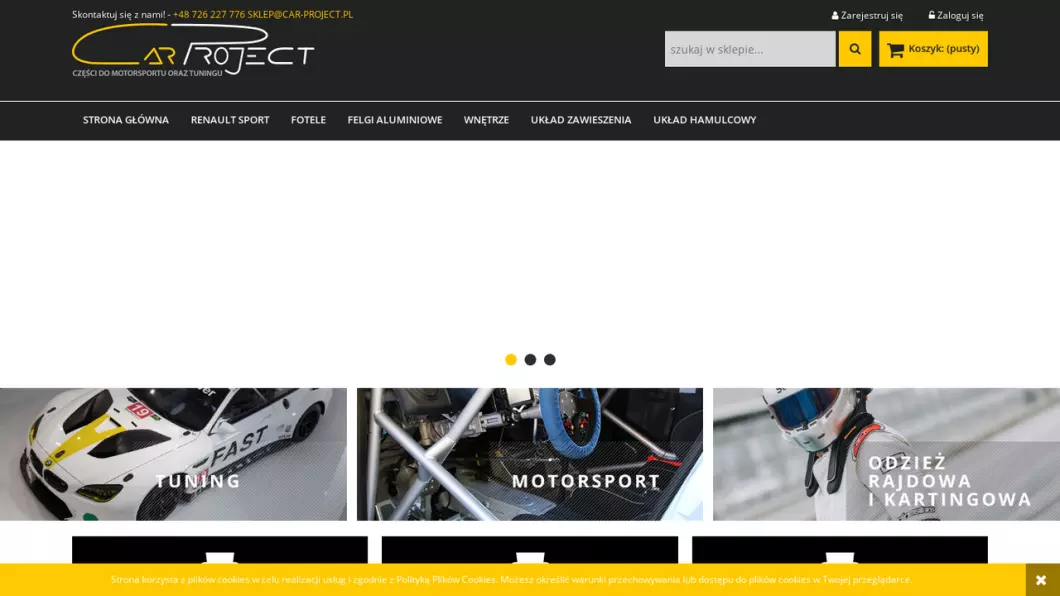 Zrzut ekranu strony Części i akcesoria tuningowe | Car Project