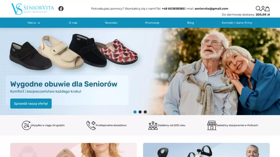 Zrzut ekranu strony Sklep medyczny SeniorVita