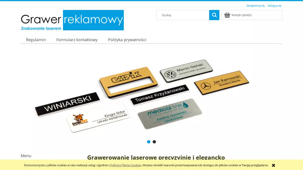 Zrzut ekranu strony Grawerowanie laserowe - Grawer Reklamowy