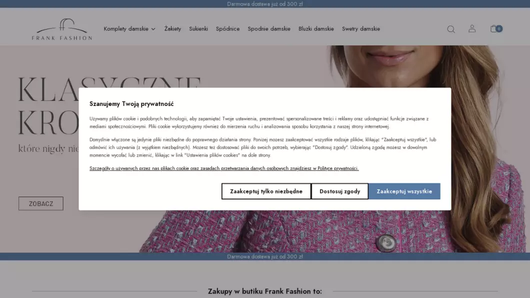 Zrzut ekranu strony Odzież damska Frank Fashion