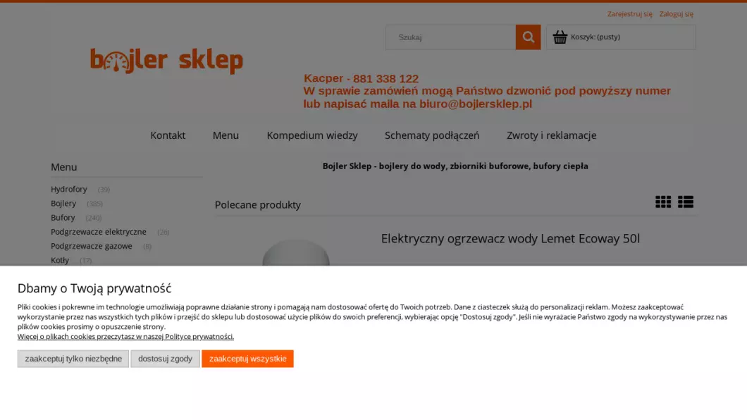 Zrzut ekranu strony Bojler Sklep