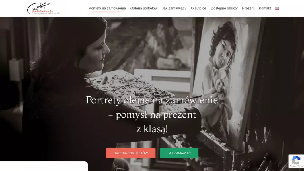 Zrzut ekranu strony Monika Malinowska PALETA - portrety na zamówienie