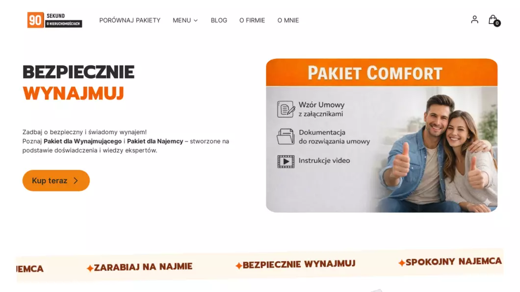 Zrzut ekranu strony 90 sekund o nieruchomościach