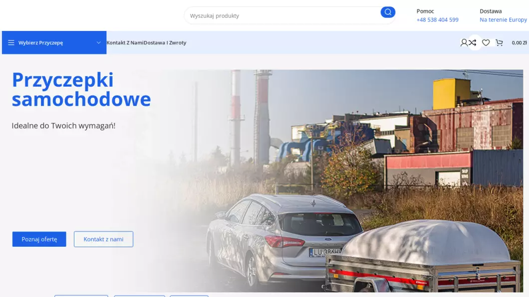 Zrzut ekranu strony IGMAR Trailers Sprzedaż przyczep samochodowych