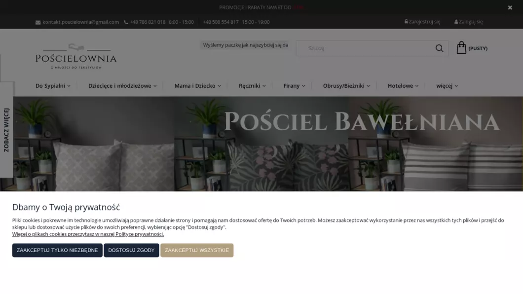 Zrzut ekranu strony Sklep z pościelą Ostrów Wielkopolski | Pościelownia