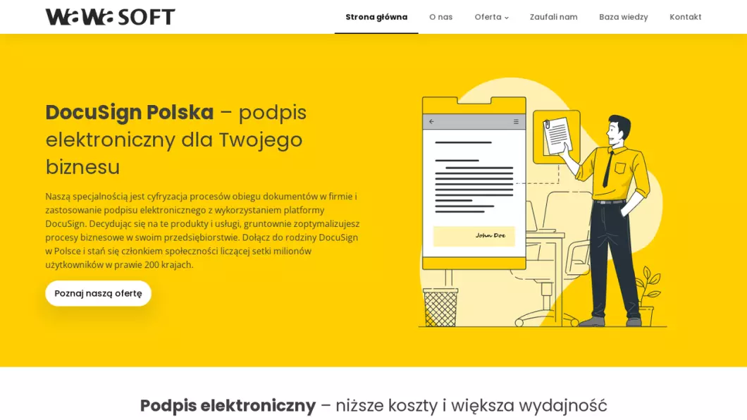 Zrzut ekranu strony DocuSign - Wawasoft