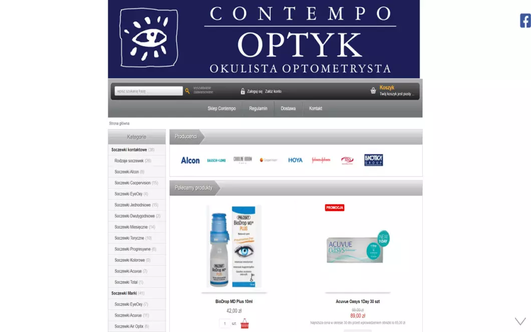 Zrzut ekranu strony Contempo Optyk