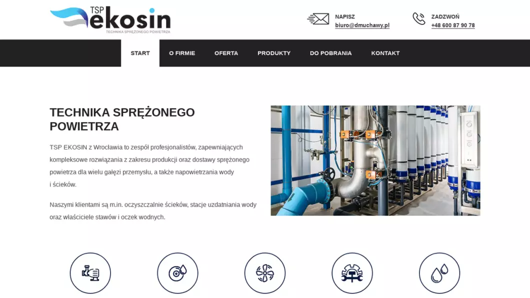 Zrzut ekranu strony TSP EKOSIN - dmuchawy