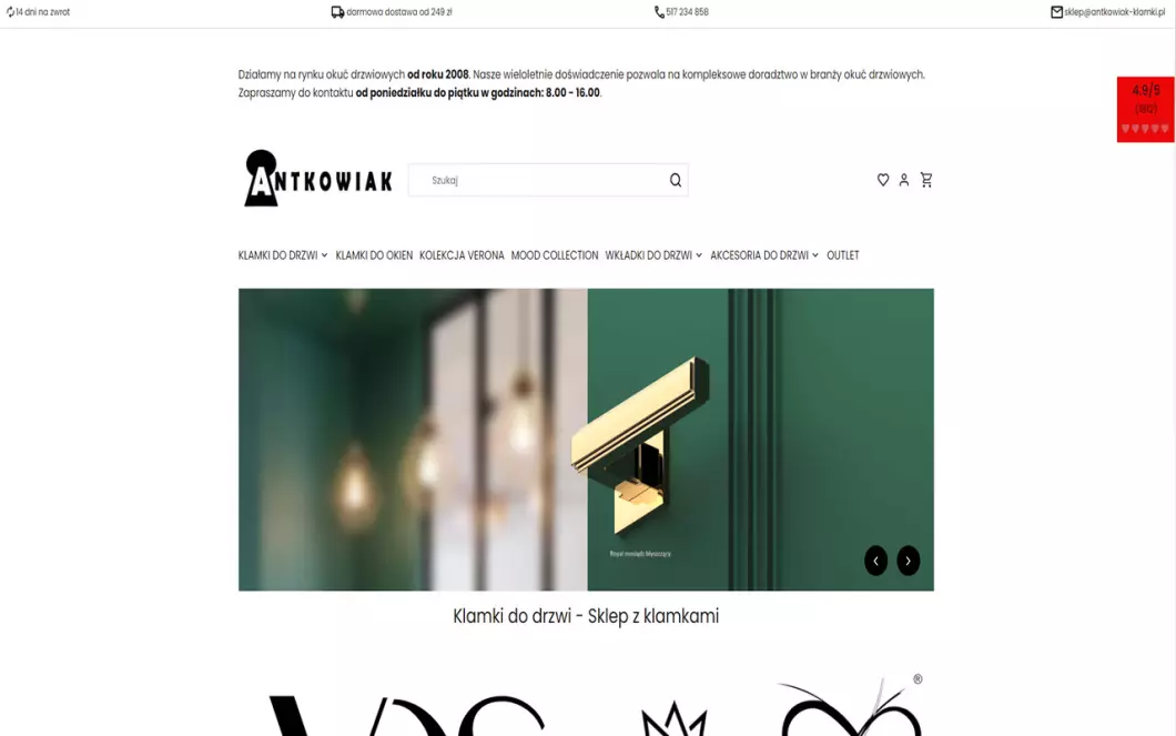 Zrzut ekranu strony Antkowiak Klamki