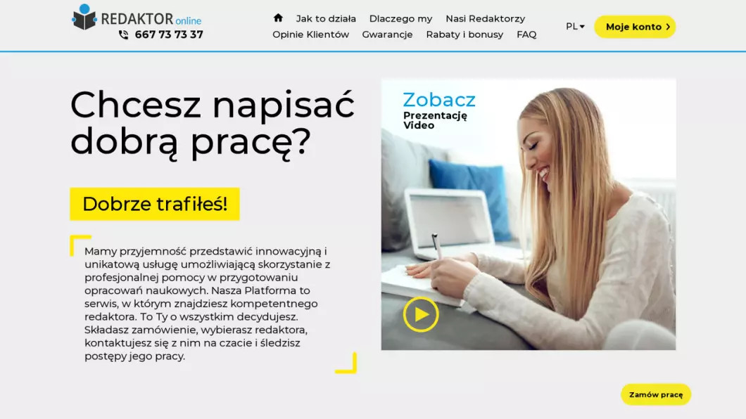 Zrzut ekranu strony ProMedia Wojciech Kowalski - Pomoc w pisaniu prac