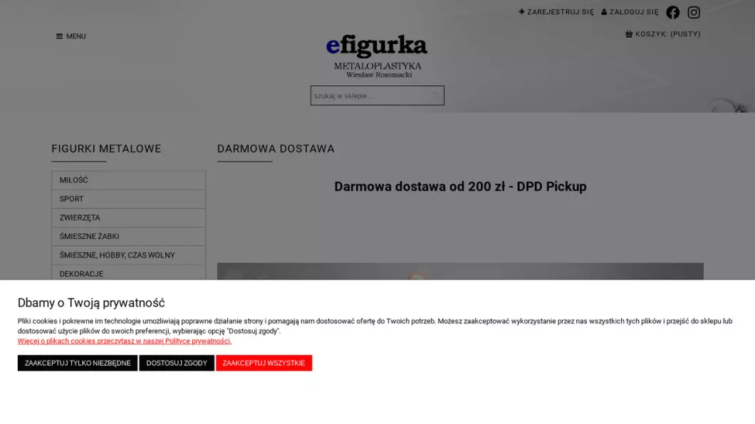 Zrzut ekranu strony Figurki z metalu na prezent | Sklep internetowy efigurka