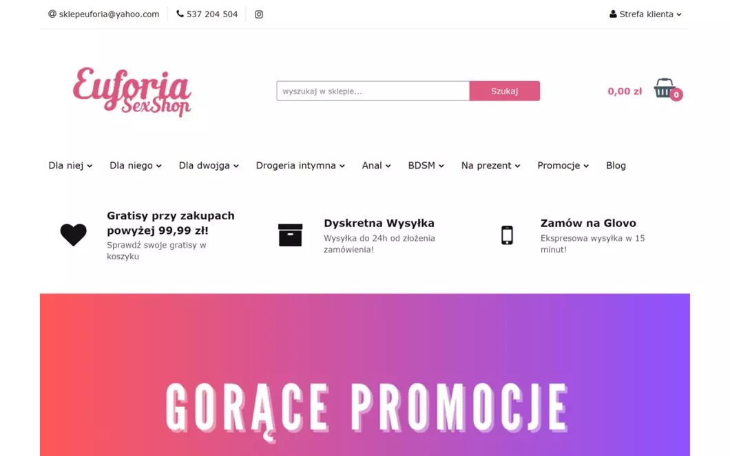 Zrzut ekranu strony Sex Shop Euforia