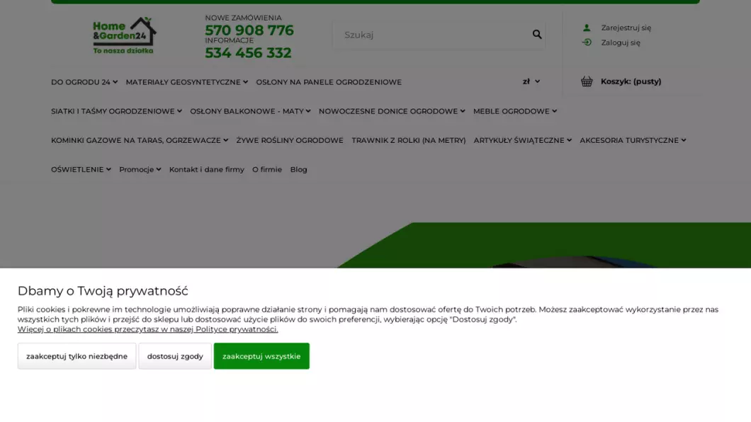 Zrzut ekranu strony Akcesoria ogrodowe | Sklep internetowy HomeAndGarden24