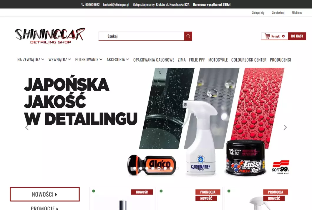 Zrzut ekranu strony ShiningCar Auto Detailing Sklep
