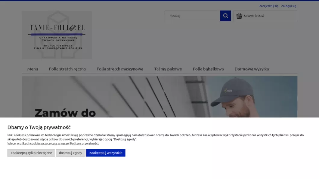 Zrzut ekranu strony Materiały do pakowania - Tanie Folie