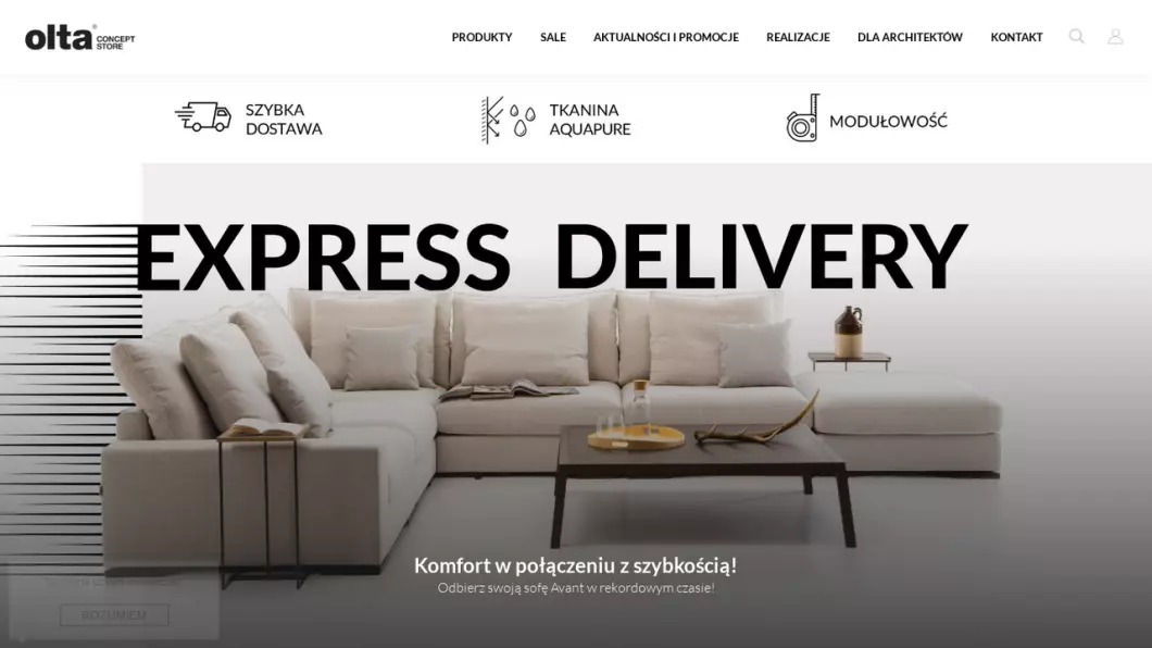 Zrzut ekranu strony Olta Concept Store
