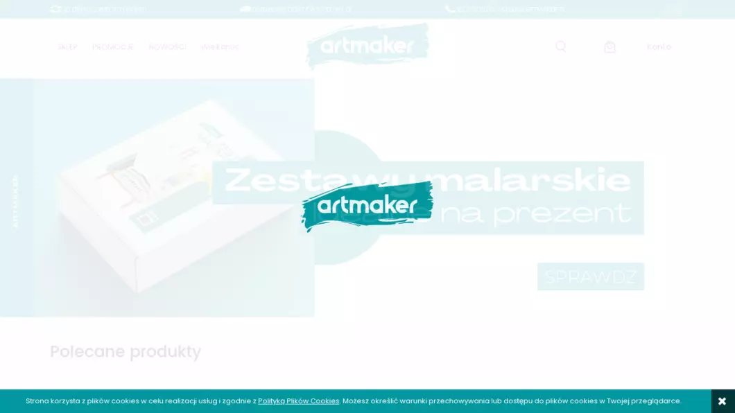 Zrzut ekranu strony Sklep plastyczny - Artmaker.pl
